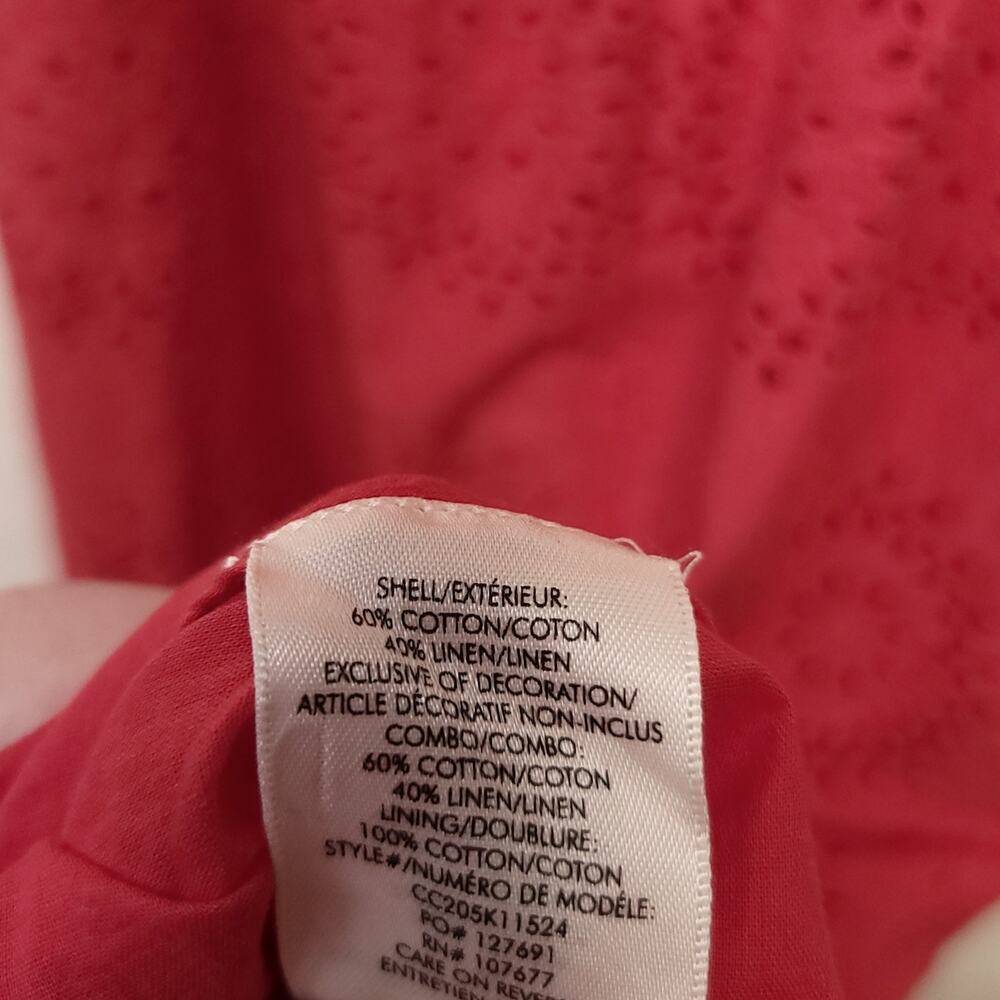 ALICE + OLIVIA Levine Smocked Waist Cotton Linen Blend Midi Dress Size 10 Red - Picture 13 of 14